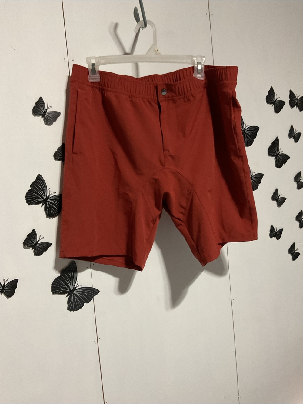 Men's Athletic Shorts - Rust Red Performance Stretch